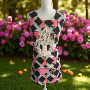 MISS FINCH Embroidered Pink Black Mini Dress Size Small NEW NWT